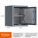Grey Deluxe Fireproof Safe with Smart Touchscreen Keypad, Perfect for Office & Home, 0.84 Cubic Feet, RPNB RPFS40G