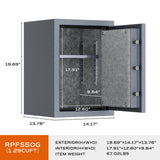 Grey High Capacity Digital Fireproof Safe with Adjustable Shelf for Money & Jewelry, 1.29 Cubic Feet, RPNB RPFS50G