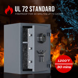 Grey High Capacity Digital Fireproof Safe with Adjustable Shelf for Money & Jewelry, 1.29 Cubic Feet, RPNB RPFS50G