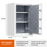 Large White Fireproof Safe with Fingerprint Sensor, Biometric Home Safe, 2.12 Cubic Feet, RPNB RPFS66W