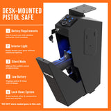 Fingerprint Handgun Safe With Quick Access Drop Down Lid, Desk Mounted Pistol Safe-RPNB RP311F