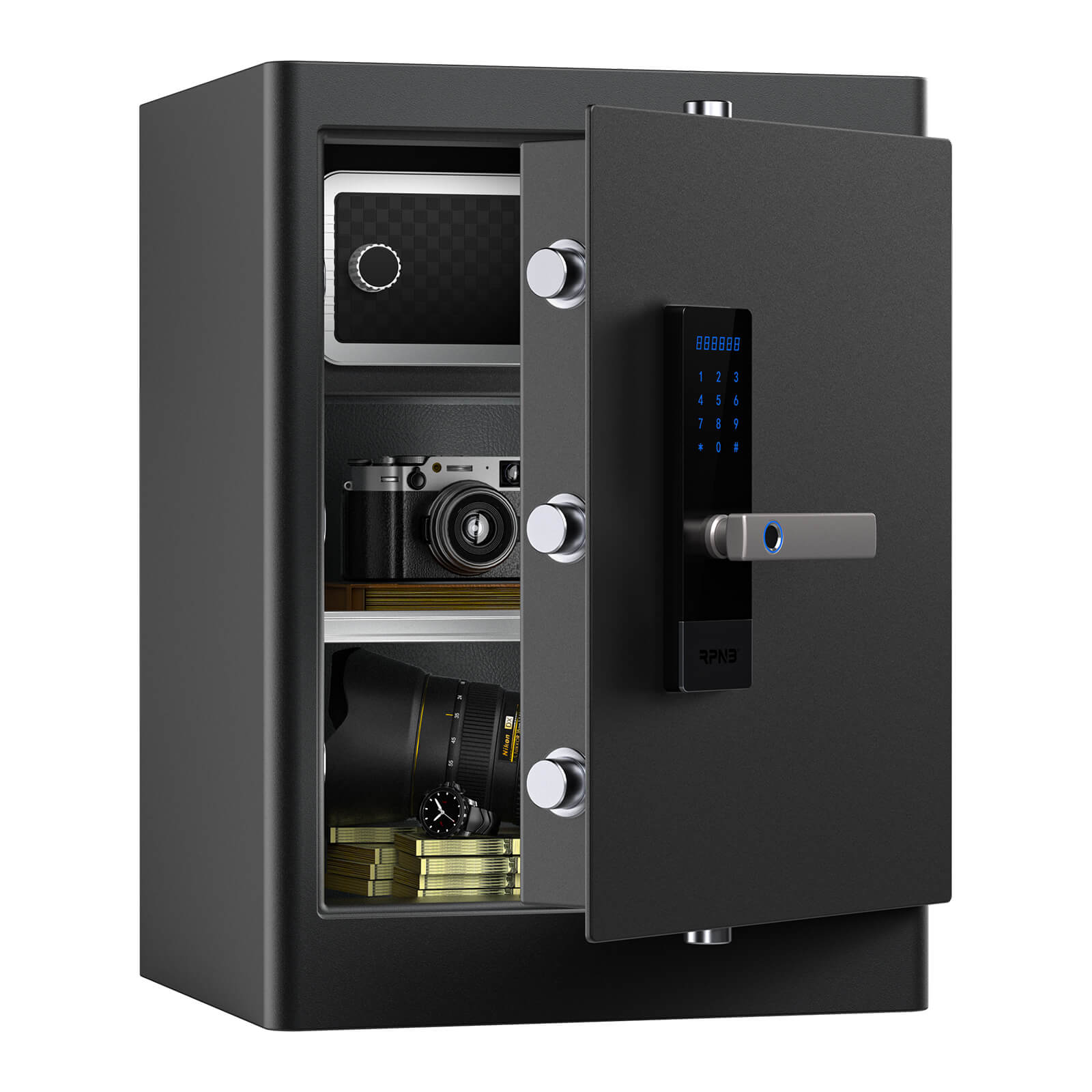 Fingerprint Home Safe With Touchscreen Keypad, Deluxe