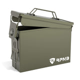 RPNB Metal Ammo Can .30 Cal, Military Heavy Gauge Steel Water Resistant Ammo Box for Handgun Ammo Storage