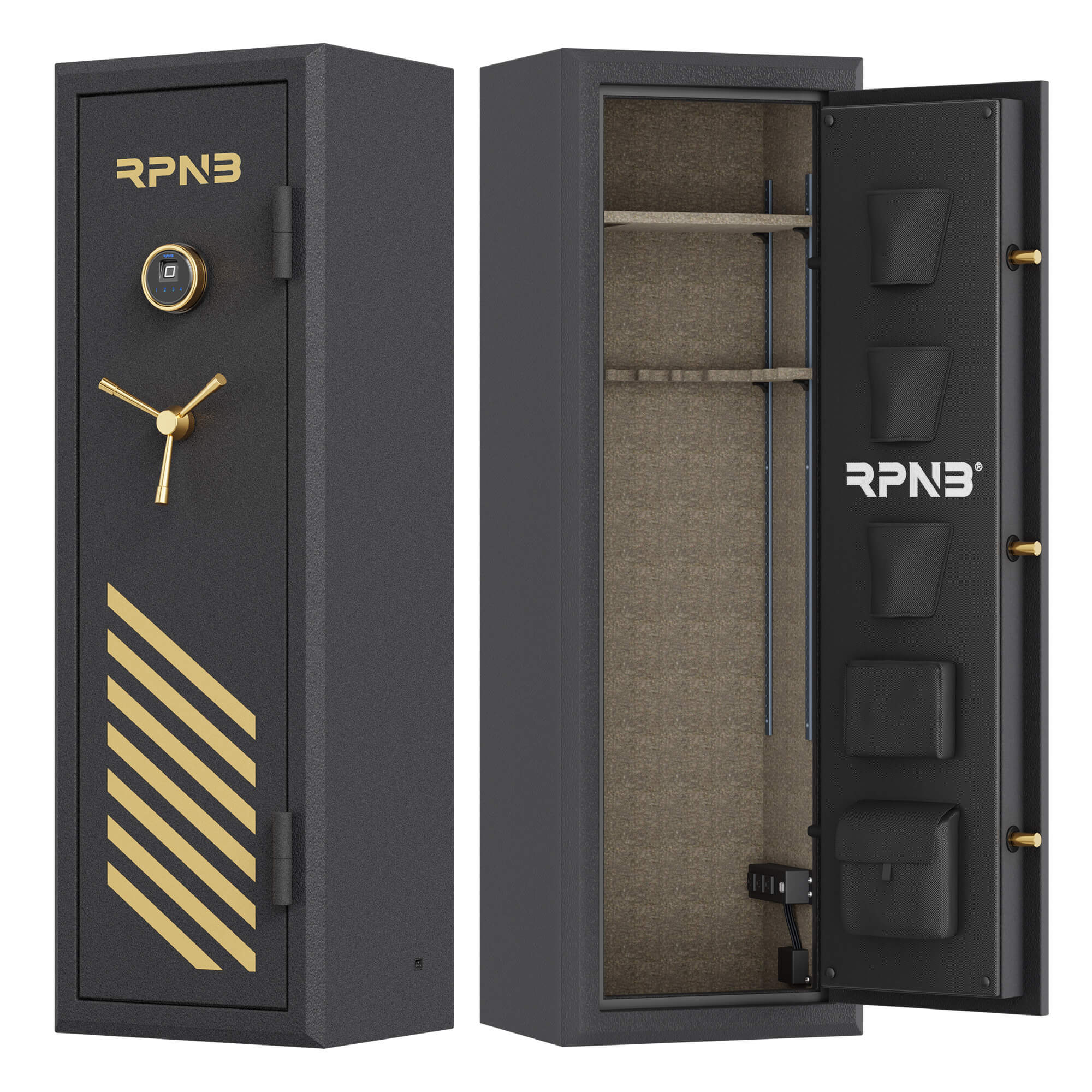 10 Gun Fireproof Biometric Digital Safe for Pistols and Rifles, Black ...