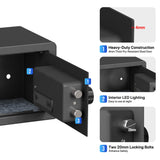 Biometric Home Safe with Fingerprint Digital Lock for Cash & Jewelry, 0.3 Cubic Feet, RPNB RP20FSA