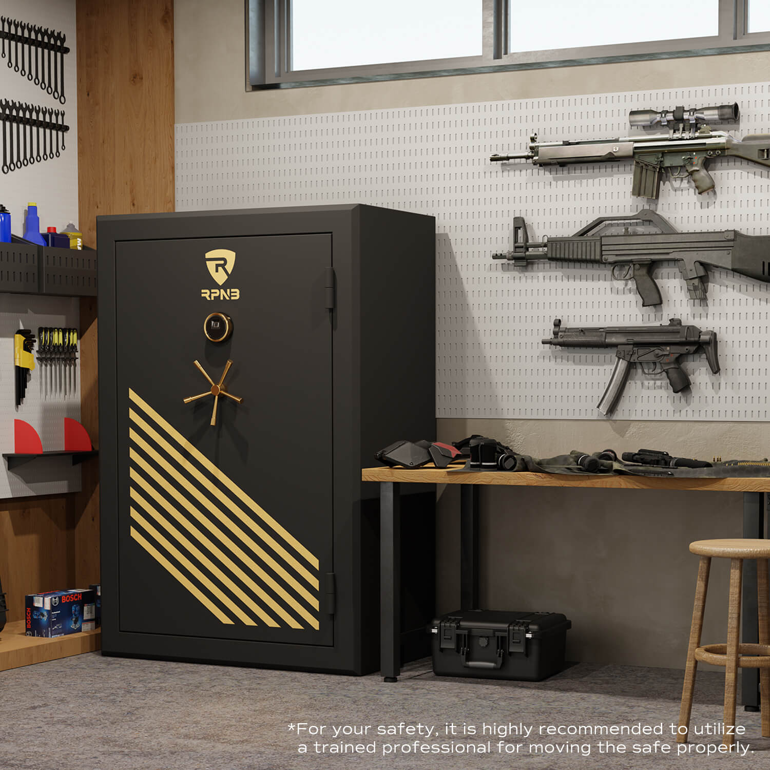 Fireproof Gun Box 45 Gun Large Fireproof Biometric Fingerprint Long Gun Safe for Pistols ...