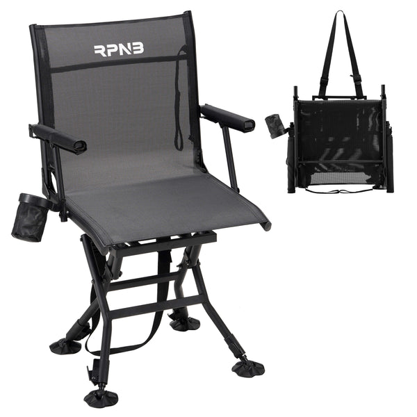 RPNB Hunting Chair Adjustable Height 360° Swivel Blind Chair with Armrests for Hunting, Fishing