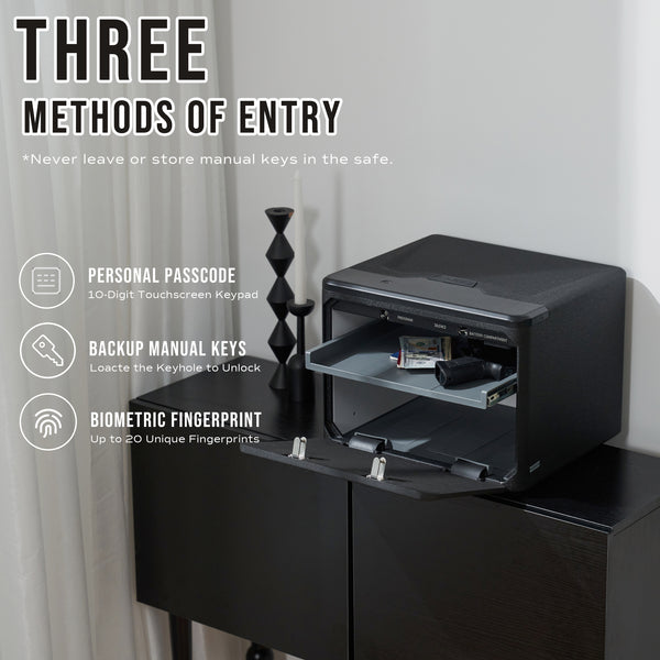 Fingerprint High Capacity Dual-Layer Handgun Safe Multiple Pistol Storage Safe with Biometric Scanner - RPNB RP2009