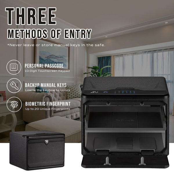 Fingerprint High Capacity Dual-Layer Handgun Safe Multiple Pistol Storage Safe with Biometric Scanner - RPNB RP2009