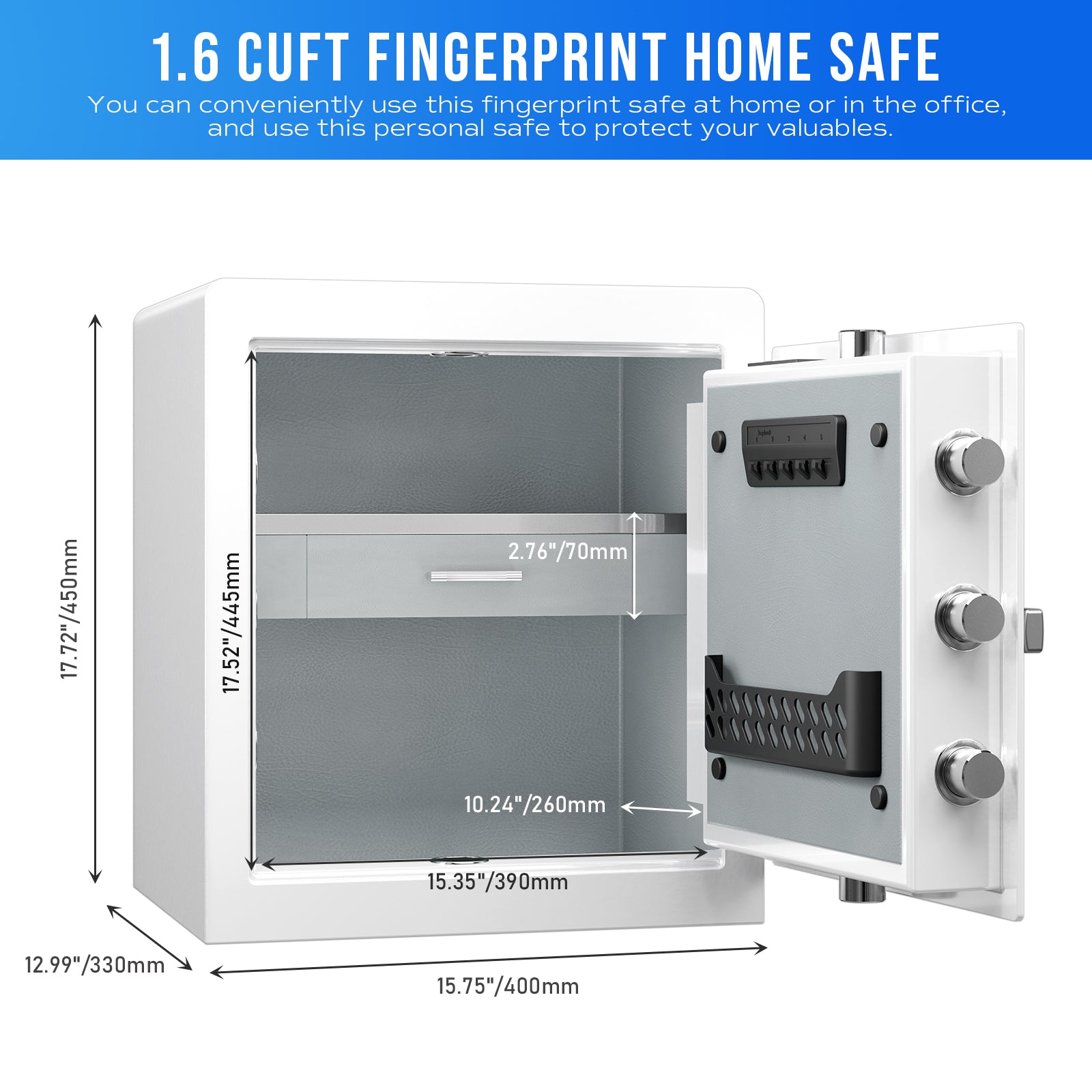 ARREGUI Premier 16501-S2 Furniture Steel Home Programmable Electronic Combination Lock Safe With Emergency Key 25 X 35 X 25 Cm 16 L, Darkgray, Medium 25 X 35 X 25cm