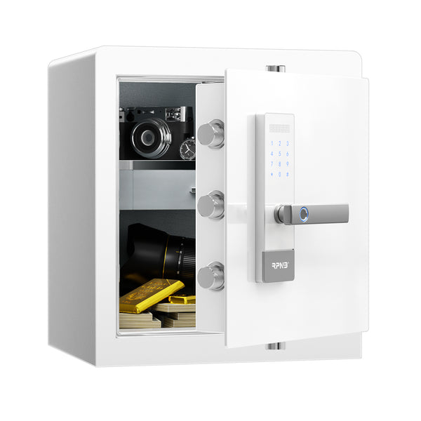 White Fingerprint Home Safe With LED Light Internal, Luxury Closet Safe, 1.6 Cubic Feet, RPNB RPHS45W