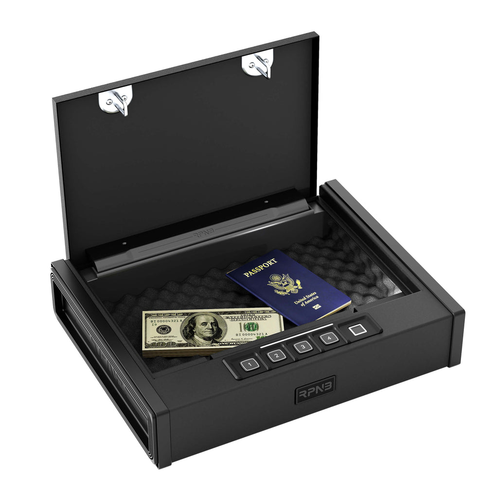 Handgun Safe RPNB Gun Safe With Biometric Fingerprint-Quick Access Heavy Duty Black ...