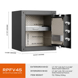 RPNB Large Home Fingerprint Retro Style Biometric Safe Box with Jewelry Drawer, 1.68 cuft-RPFV45