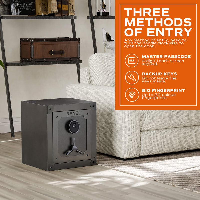 RPNB Large Home Fingerprint Retro Style Biometric Safe Box with Jewelr