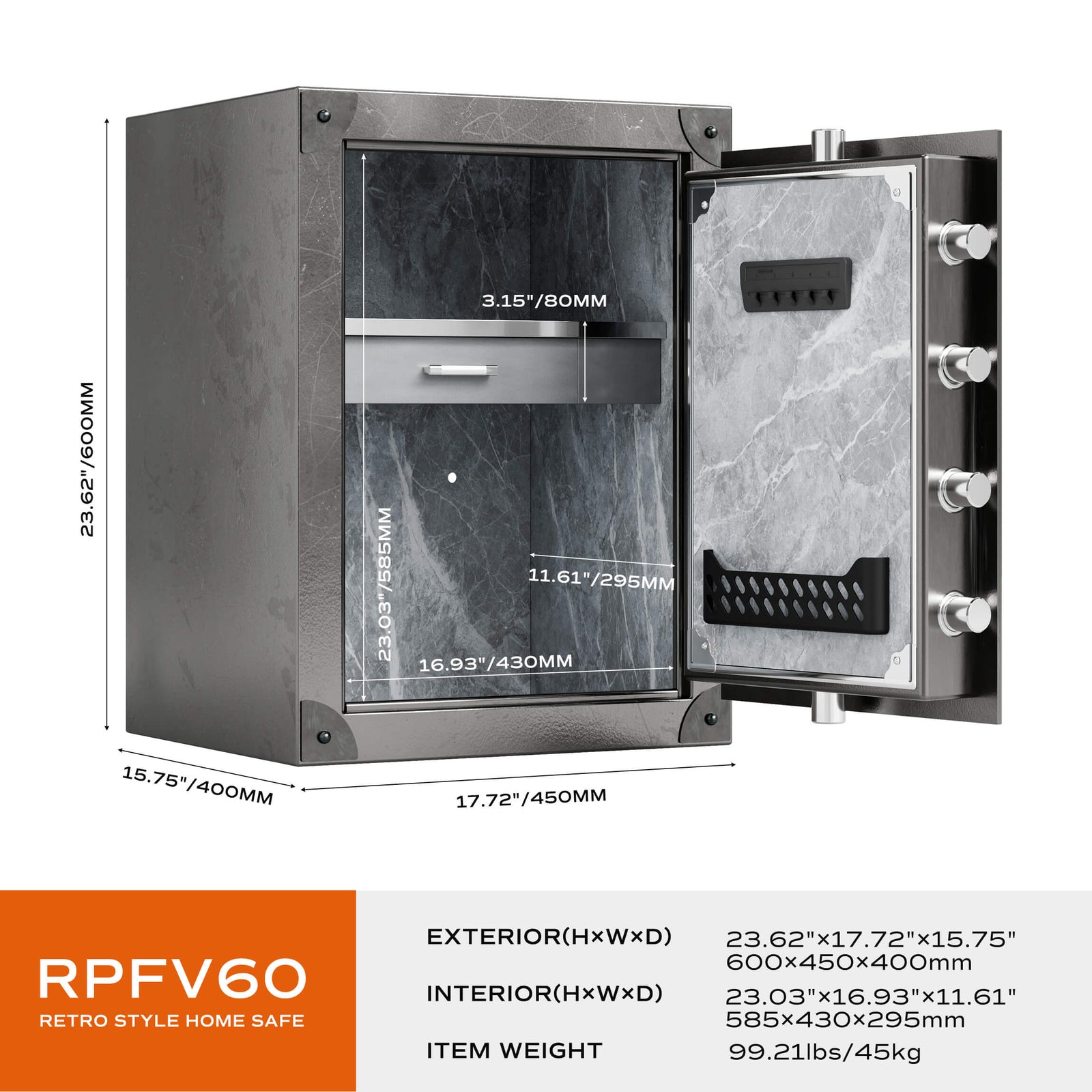 RPNB Biometric Fingerprint Fireproof Safe Box,Digital Fire Proof Safe with  3 Spoke Safe Handle,Touch Screen and Removable Shelf,Fireproof Home Safe  for Money Documents Jewelry and More,2.12 Cubic Feet - Amazon.com