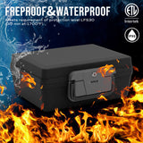 RPNB Fireproof Safe Box with Key Lock, Chest Safe with Carrying Handle for Home Documents Office Hotel, 0.24 Cubic Feet
