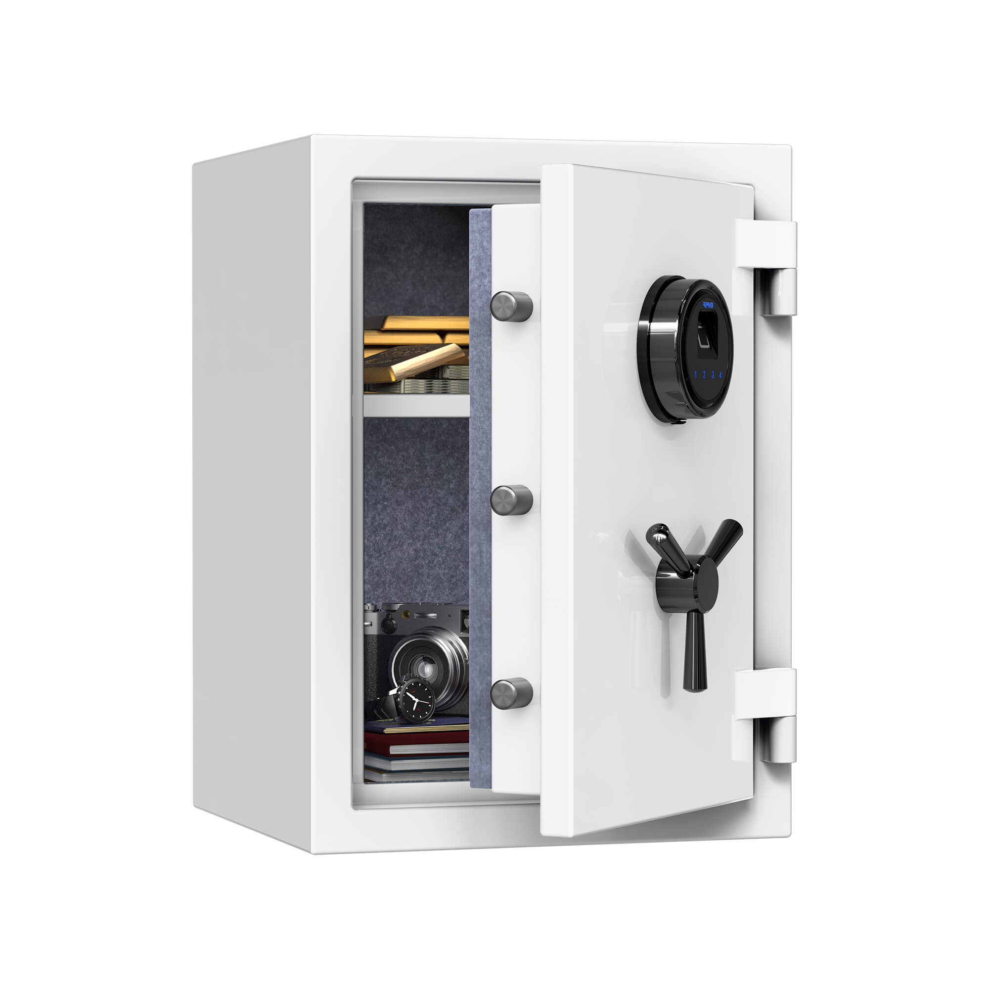 High Capacity White Digital Fireproof Safe with Adjustable Shelf for Money & Jewelry, 1.29 Cubic Feet, RPNB RPFS50W