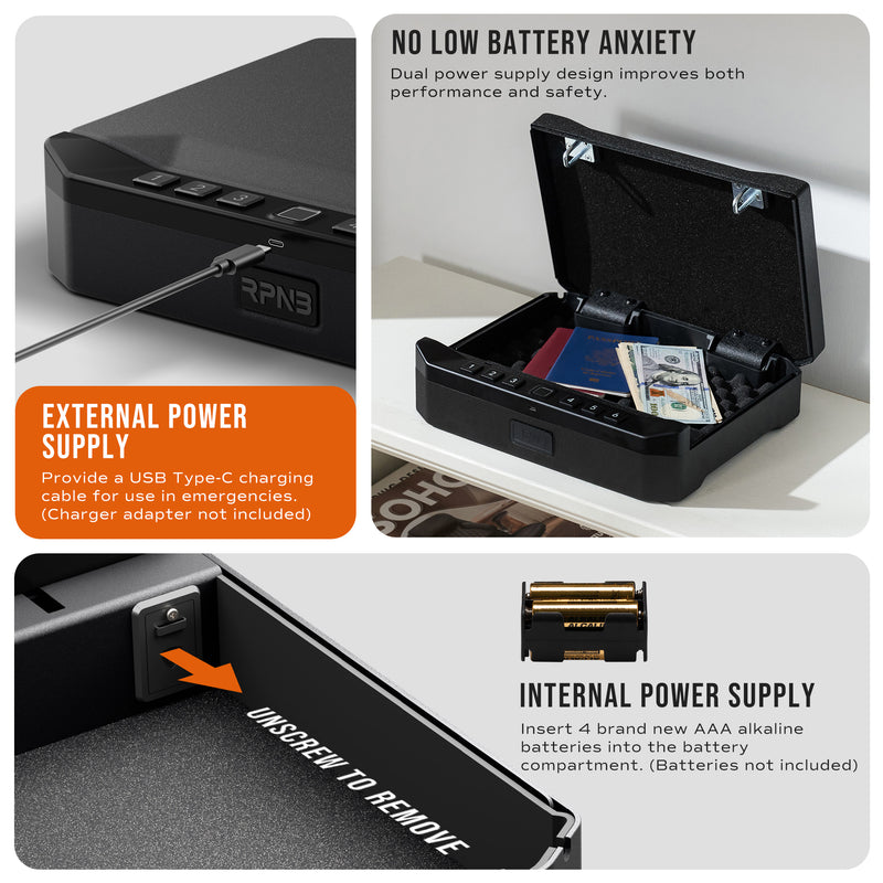 Smart Biometric Gun Safe for Handgun, Quick Access Pistol Safe with Fingerprint - RPNB RP2018