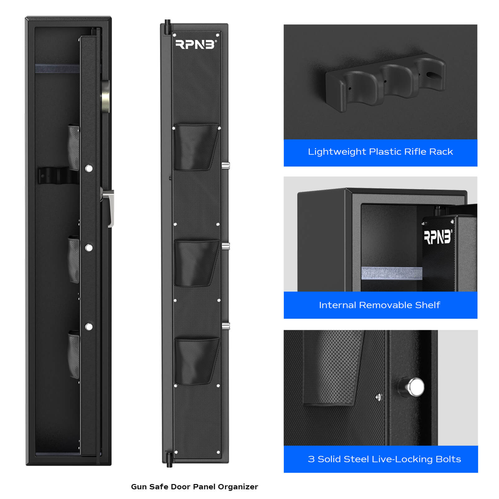 Three Rifle Gun Safe 3 Gun Large Long Gun Rifle Safe for Home Security with Removable Stora ...