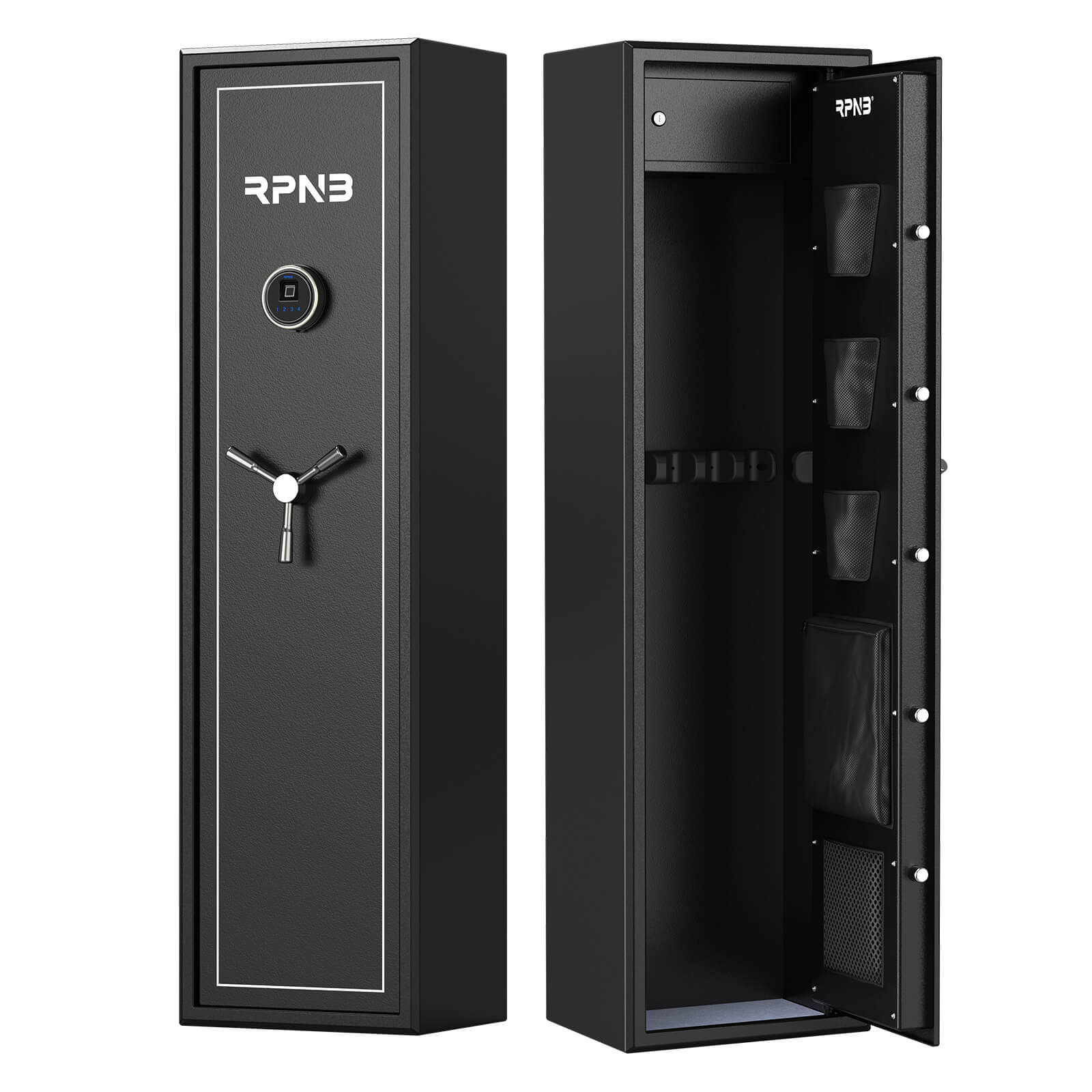 Fingerprint Metal Rifle Gun Safe, 7 Gun Security Cabinet for Long Gun & Pistol-RPNB 7FR