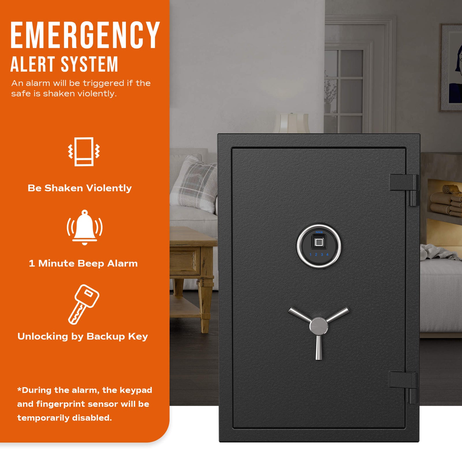 Large Fireproof Safe Wendlon Fireproof & Waterproof Biometric Safe - 1. ...