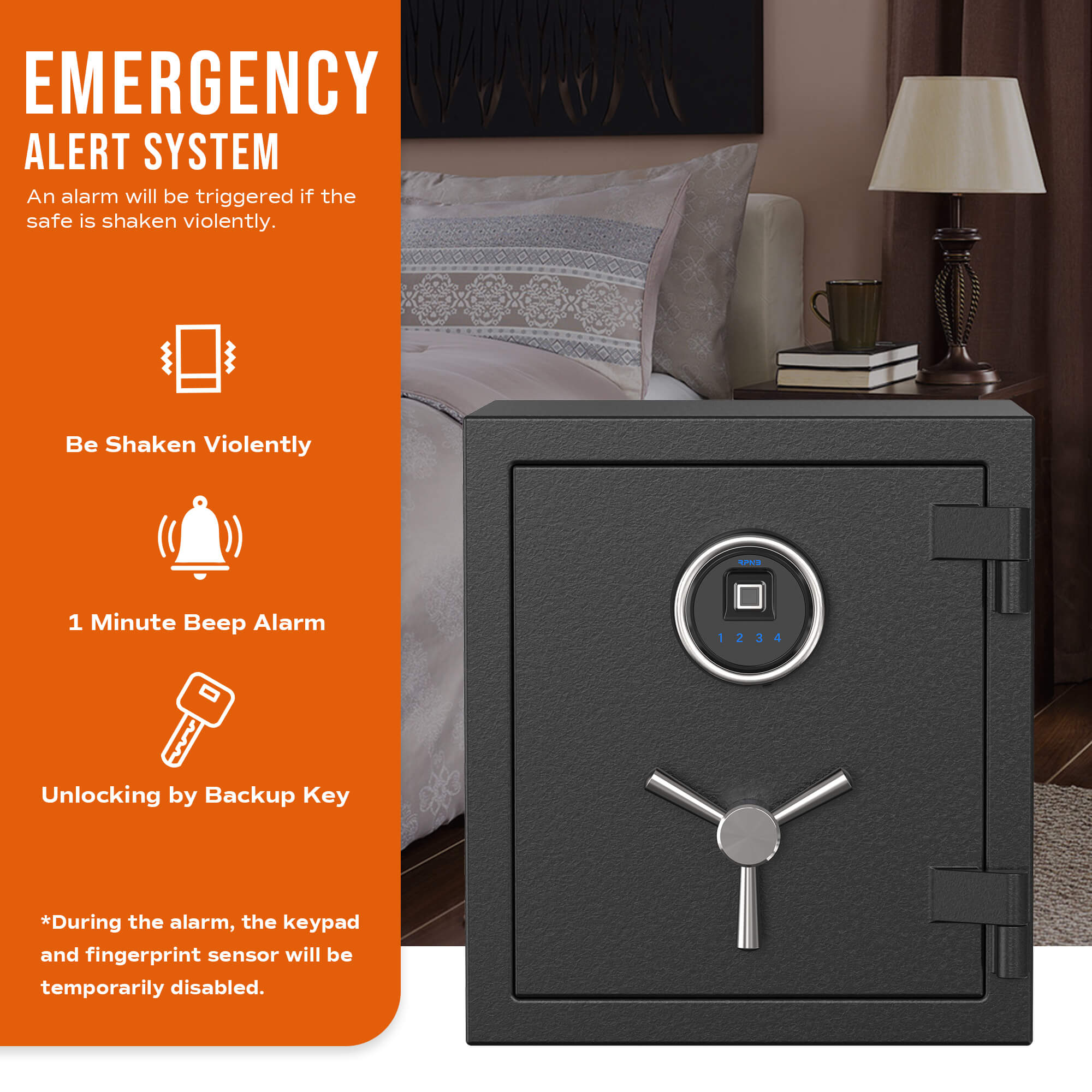 Deluxe Fireproof Safe with Smart Touchscreen Keypad, Perfect for Offic