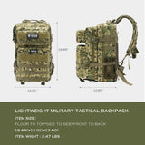 RPNB Large Capacity Military Tactical Backpack, Water-Resistant 3-Day Assault Pack, Green Camo