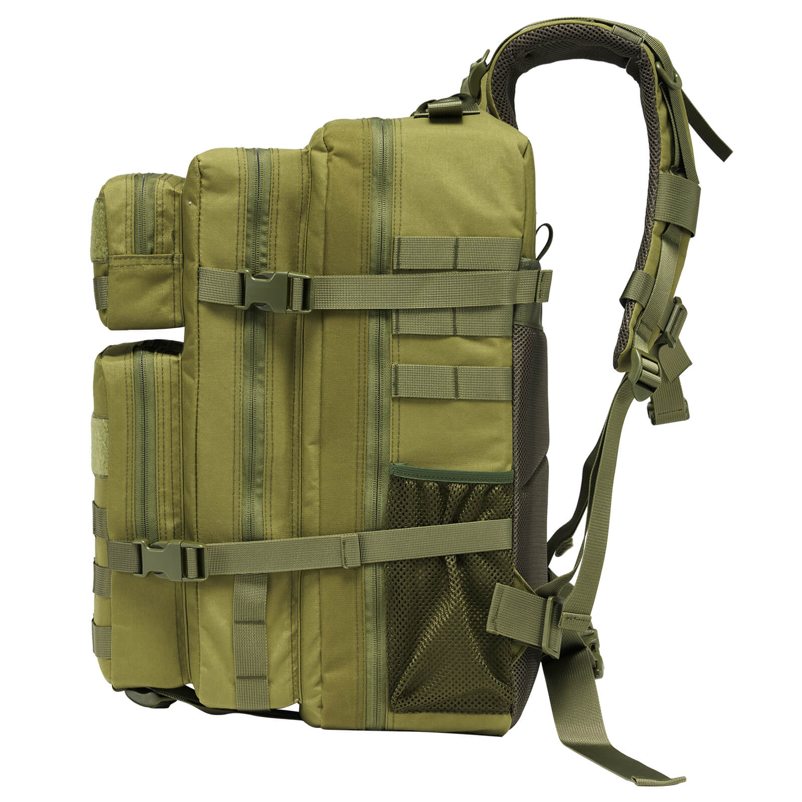 RPNB Large Capacity Military Tactical Backpack Lightweight 500D Nylon Hiking Travel Expandable Backpack Olive Drab