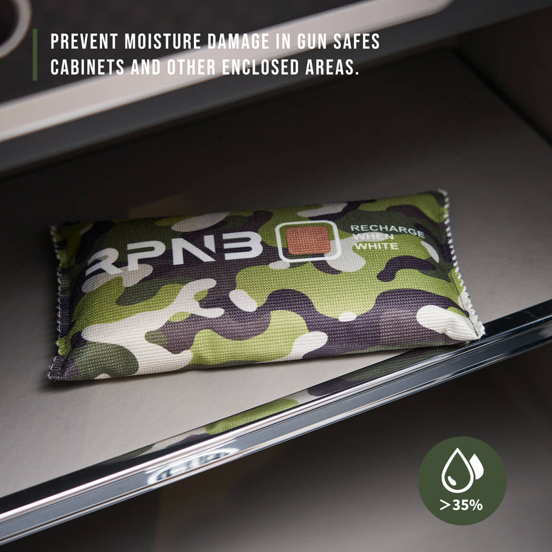 RPNB Reusable Silica Gel Dehumidifier, Moisture Absorber Packets Large for Home Use, Garage Storage and Cars, 450g, Camouflage