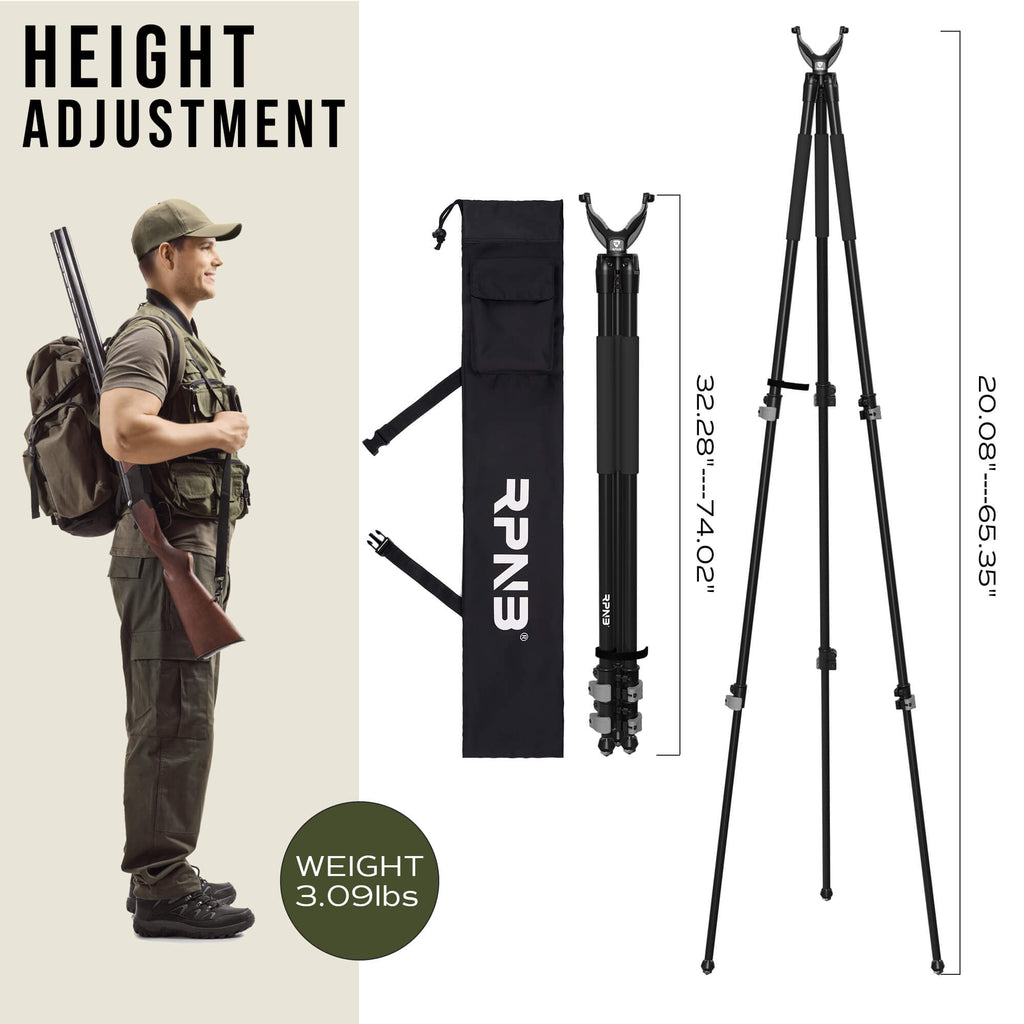 RPNB Shooting Tripod with 360°V Yoke Rest, Shooting Sticks with Bubble  Level,Button Compass for Hunting, Black