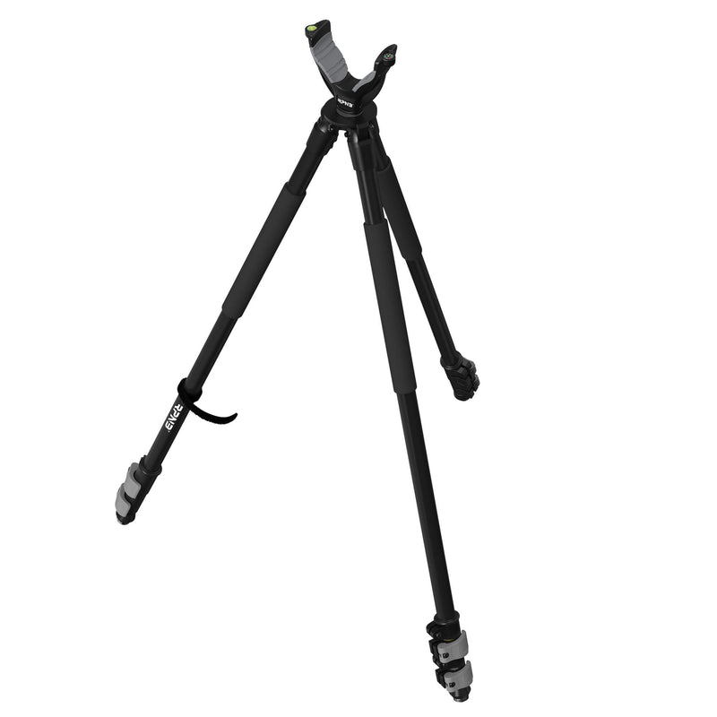 RPNB Shooting Tripod with 360°V Yoke Rest, Shooting Sticks with Bubble Level,Button Compass for Hunting, Black